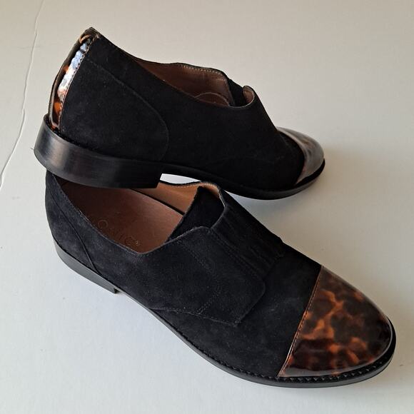 Vionic Jayla Black Suede Tortoise Shell Cap Toe Derby Flats Loafers Women Size 8 - Picture 7 of 10